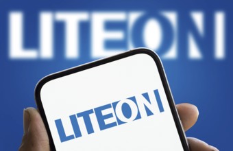 Lite on logo is displayed on smartphone. Lite-On is a Taiwanese company