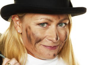 Woman as a chimney sweep. Lucky charm for New Year's Eve and the turn of the year. Austria