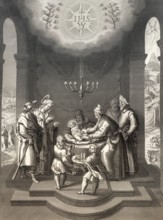 The circumcision of Jesus, steel engraving, 1853, digitally restored