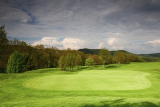 On the empty golf course in spring in Czech Republic