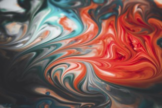 Colorful liquid paints mixed together creating modern abstract