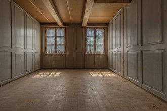A room with wood panelling in a house built around 1750 that has since been demolished. Menznau,