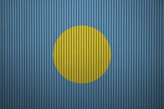 Palau Flag painted on the cracked grunge concrete wall