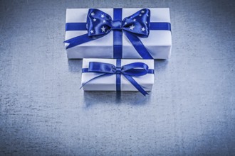 Set of present boxes on metallic background celebrations concept