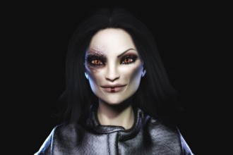 Artistic 3D illustration of a gothic vamp