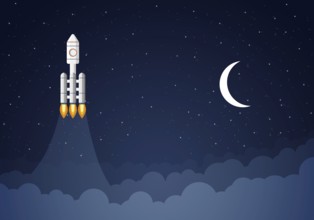 Art launch rocket with sky space. Startup concept
