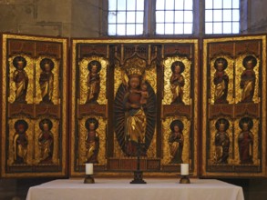 Winged altar in the market church of St Benedikti Quedlinburg. Saxony-Anhalt, Germany, Europe