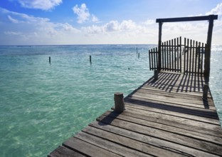 Mahahual Caribbean beach pier in Costa Maya of Mayan Mexico