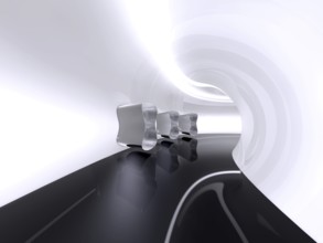 Futuristic architecture space round corridor like sci-fi white indoor