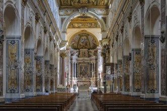 Romanesque-baroque central nave of the Cathedral of St. Andrew (Cattedrale di Sant'Andrea), Amalfi,