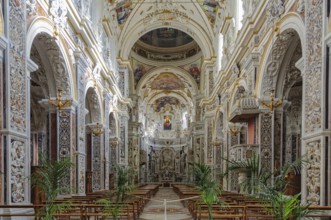 Nave of the Church of the Gesù, the mother church of the Society of Jesus (Jesuits), Palermo,