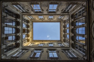 Old building in a historic city centre in Eastern Europe. Courtyards or backyards in typical