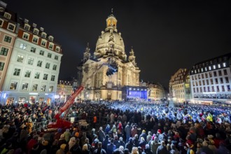 32nd Christmas Vespers and historic Christmas market on Neumarkt square in front of the
