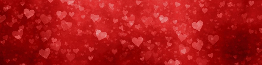 An illustration of a wide modern red hearts background banner
