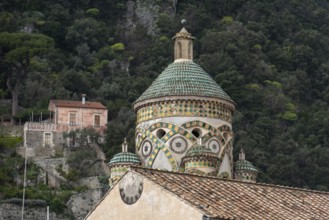Belltower of the famous cathedral in the city of Amalfi in Southern Italy