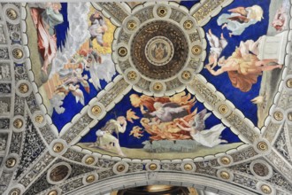 Vatican Museums, Vatican City, Vatican, Rome, Lazio, Italy, Baroque ceiling painting with angels