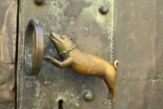 Medieval door handle at the church on Quedlinburg castle, Germany, Europe