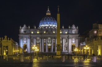 St. Peter Basilica is a church in the Renaissance style located in the Vatican City. Evening