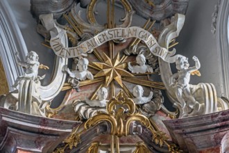 Putti and the Latin saying, When they saw the star, they were delighted, St George and Florian is a