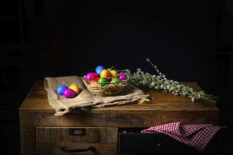 Colourful Easter eggs, an atmospheric decoration