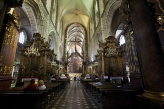 The Gothic interior of St Catherine's Church in Krakow
