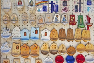 Holy water bowls, devotional objects, souvenir kitsch, Pilgrimage Church of the Assumption of the