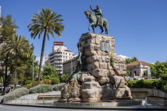 Equestrian statue of Jaime I, Espanya square, Palma, Mallorca, Balearic Islands, Spain, Europe