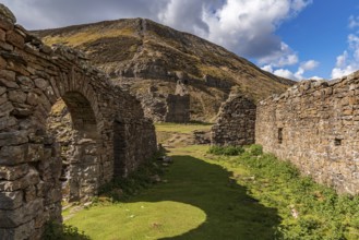 The remains of Blakethwaite Smelt Mill near Gunnerside, North Yorkshire, England, UK