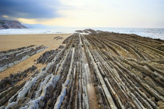 Basque country. Magical unique landscape. Flysch - unique landscape of underwater rocks exposed at
