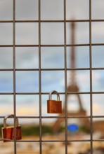 Eiffel Tower and Padlocks in Trocadero Paris at France