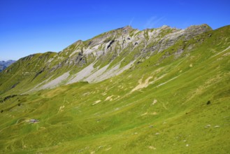 Landscape of mountains of Alps in summer on the border of France and Switzerland