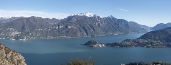 Magnificent view of Bellagio at lake Como seen from Monte Crocione, Italy, Europe