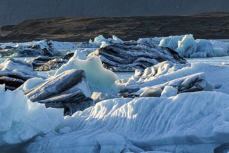 View of Jokulsarlon glacial lake on a summer evening, Iceland, Europe