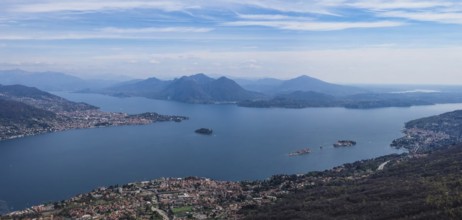 Aerial views of Borromeo Islands on Lake Maggiore