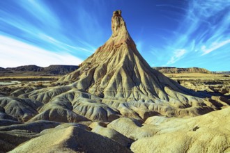 Bardenas Reales, the Spanish province of Navarre. The rock of Castildetierra. Rock formations are