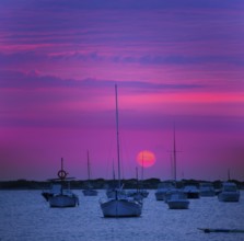 Formentera sunset at Estany des Peix lake in Balearic Islands