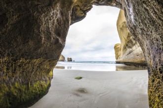 An image of a cave at Tunnel Beach in New Zealand