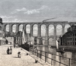 Viaduc de Morlaix, Morlaix, Finistère department of Brittany in northwestern France, 19th century