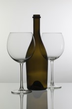 Empty wine glasses on the glass table