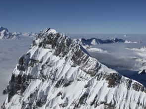 Harsh mountain peak next to the Titlis, sea of fog