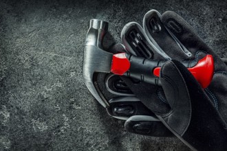 Little Claw Hammer And Black Working Gloves
