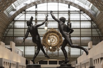 PARIS, FRANCE, MAY 29, 2022, Ornate clock at the main hall of famous museum d'Orsay in Paris,