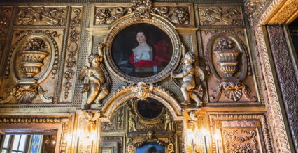 PARIS, FRANCE, OCTOBER 12, 2019 : interiors and decors of the hotel de Lauzun, october12, 2019, in