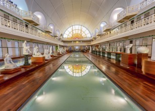 ROUBAIX, FRANCE, JUNE 14, 2024 : interiors Art Deco decors and sculptures of the olympic swimming