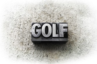 The word GOLF written in old vintage letterpress type