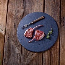 Raw cut rack of lamb
