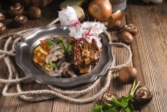 Grilled ribs with potato pancakes