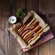 Colorful vegetable fries from the oven