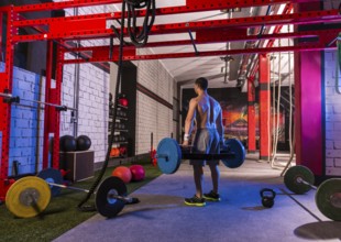 Hex Dead Lift Shrug Bar Deadlifts man at gym workout weightlifting