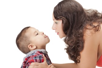 Pregnant woman and a little boy